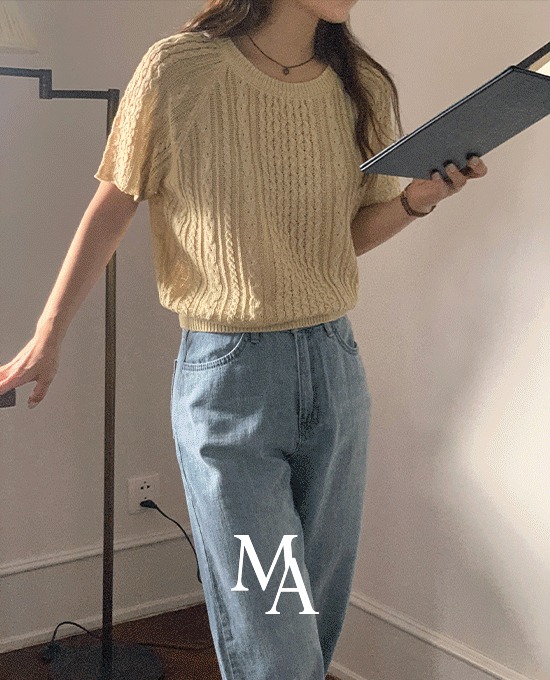merryaround-[M.LABEL] 썸머 네트 케이블 (knit)(린넨20%)린넨 제외, 단독주문시 당일발송♡韓國女裝上衣